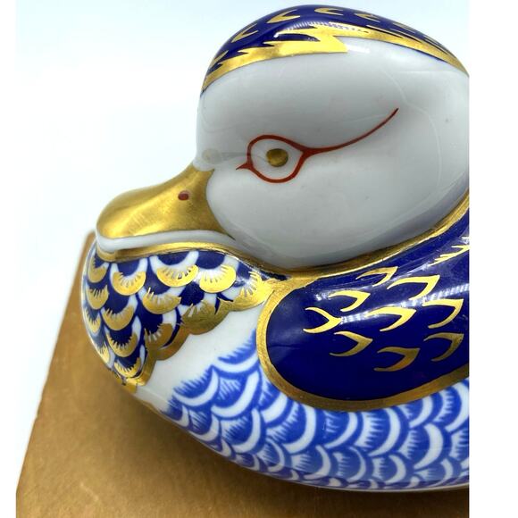 Imari Duck paper Wt ROYAL CROWN DERBY England bone china 22K gold silver stopper - Picture 6 of 10